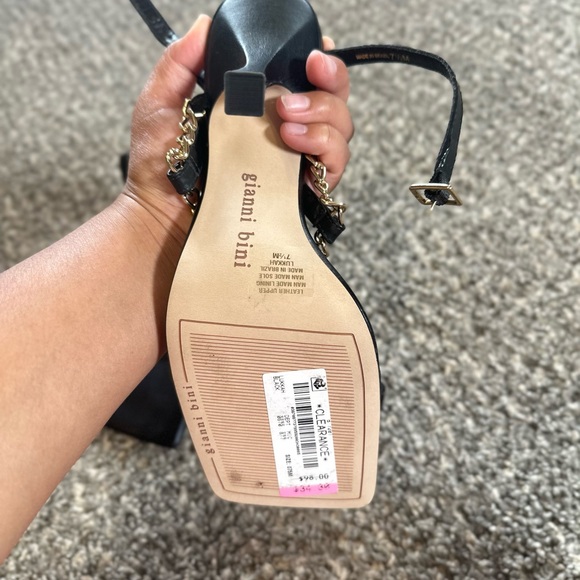 Gianni Bini Lukkah Chain Square Stiletto Heeled Sandal Black - Picture 3 of 4